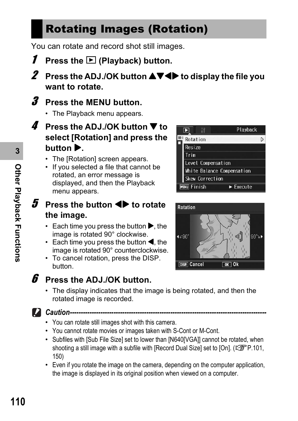 Rotating images (rotation) | Ricoh R8 User Manual | Page 112 / 211