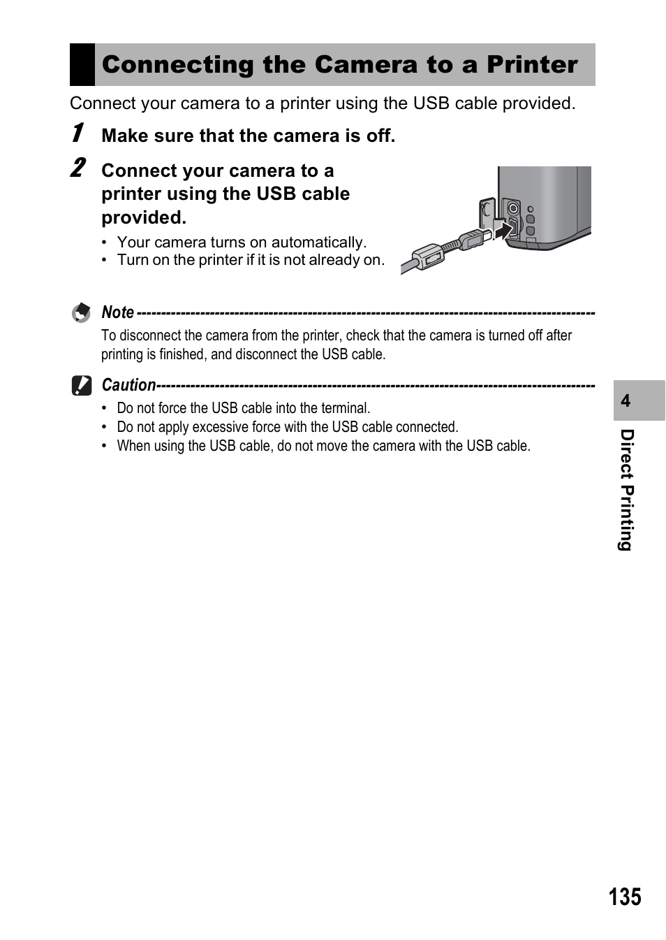 Connecting the camera to a printer | Ricoh R8 User Manual | Page 137 / 211