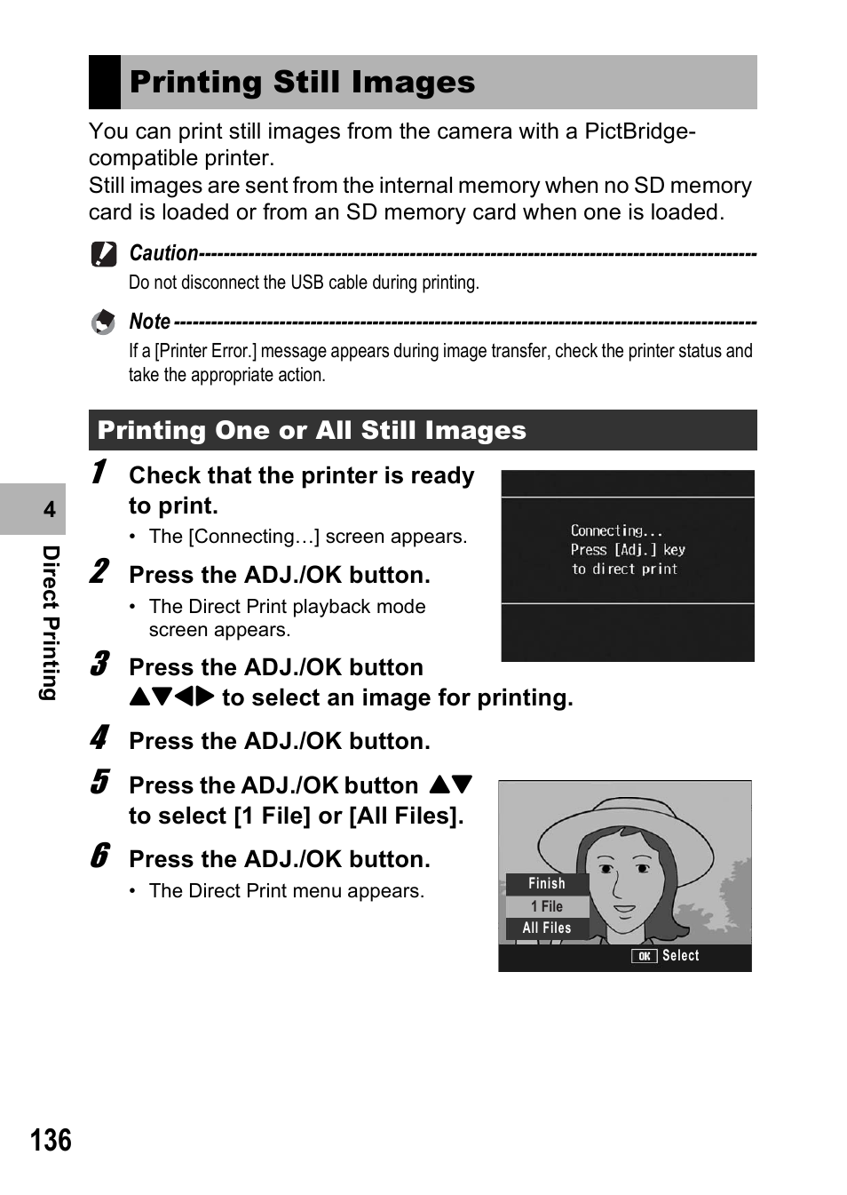 Printing still images | Ricoh R8 User Manual | Page 138 / 211