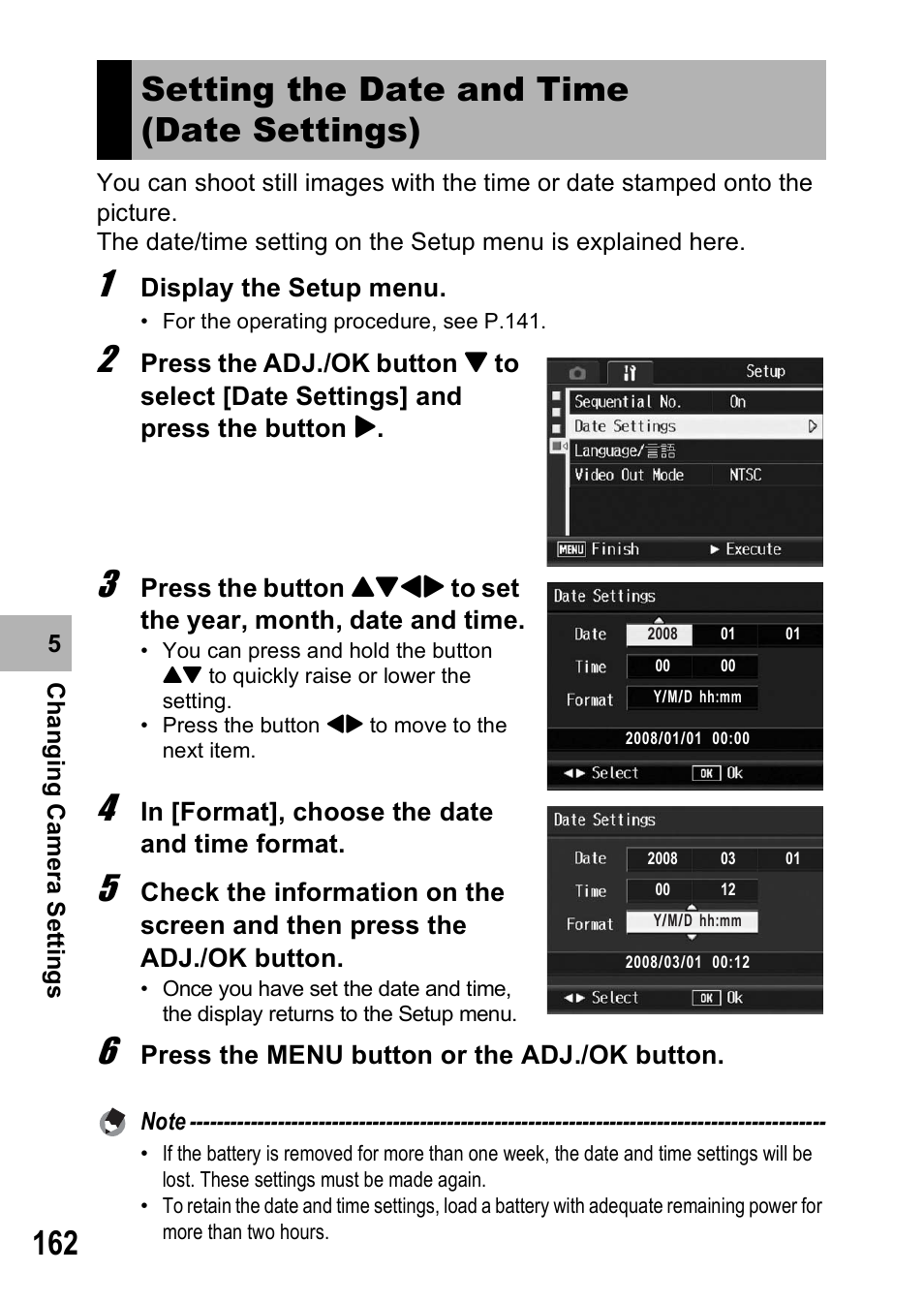 Setting the date and time (date settings) | Ricoh R8 User Manual | Page 164 / 211