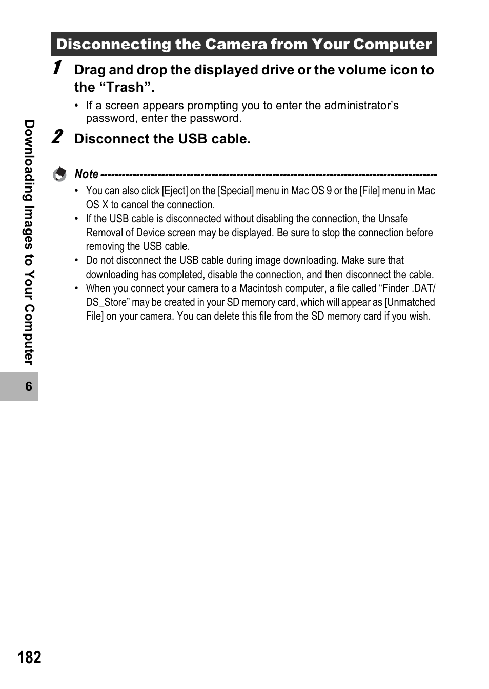 Disconnecting the camera from your computer | Ricoh R8 User Manual | Page 184 / 211