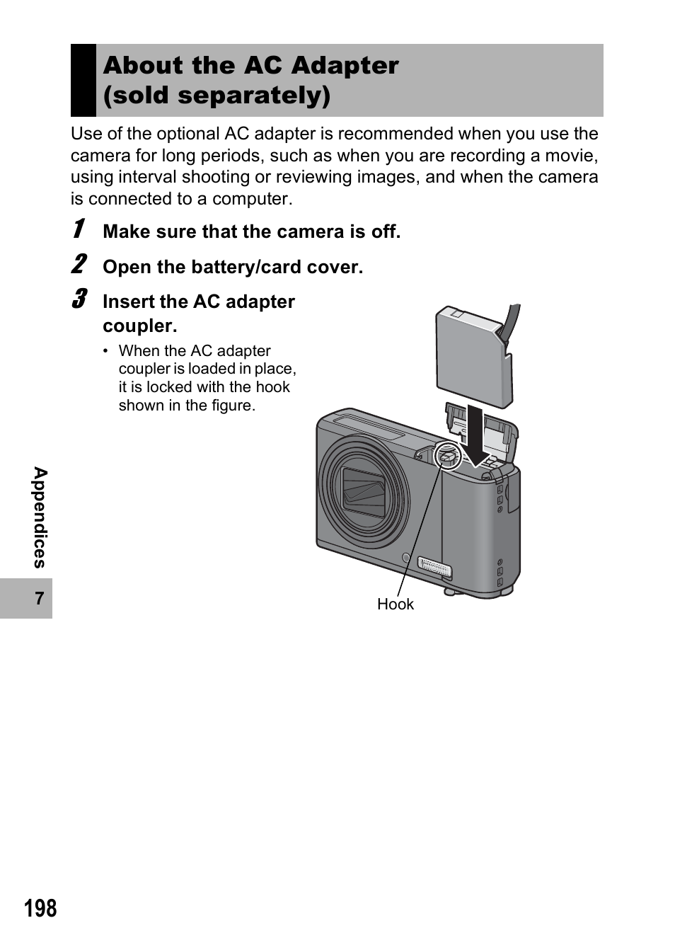 About the ac adapter (sold separately) | Ricoh R8 User Manual | Page 200 / 211