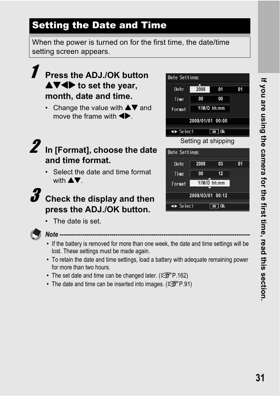 Setting the date and time | Ricoh R8 User Manual | Page 33 / 211