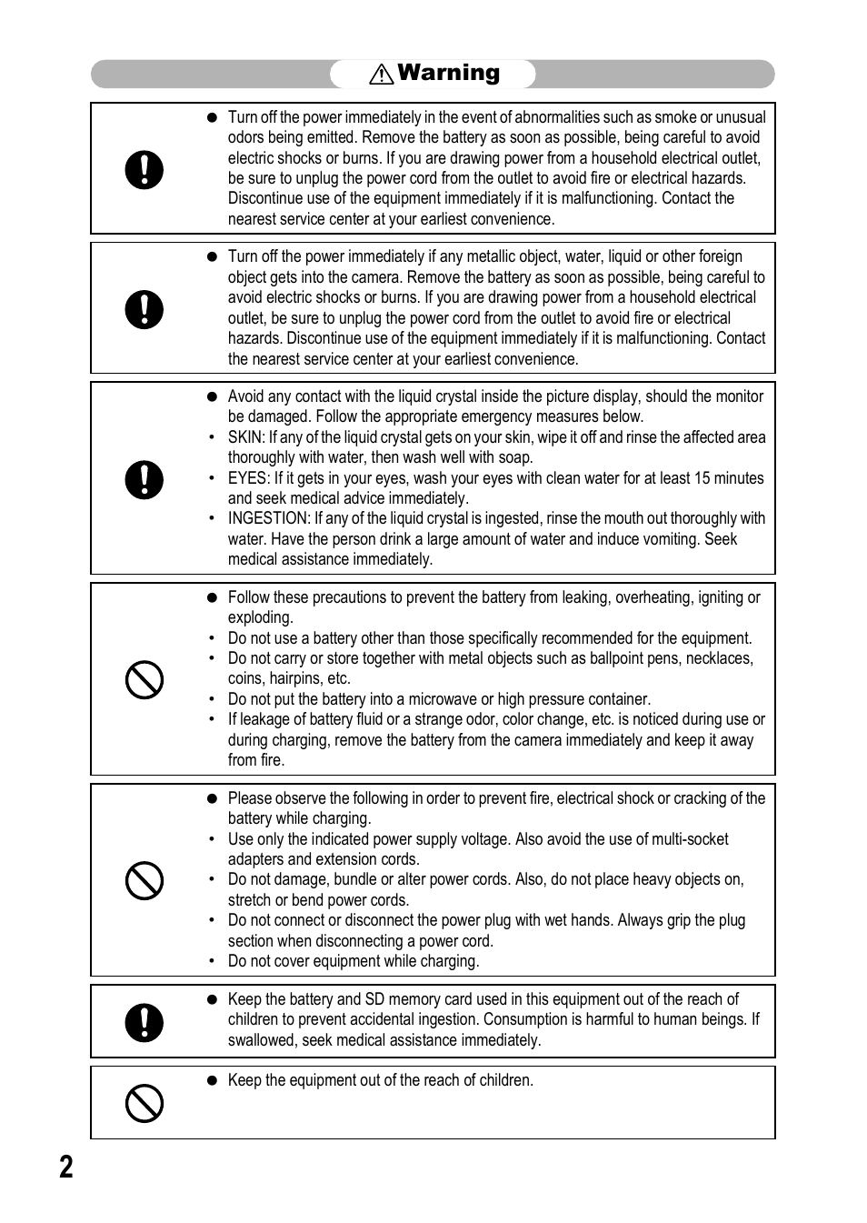 Warning | Ricoh R8 User Manual | Page 4 / 211