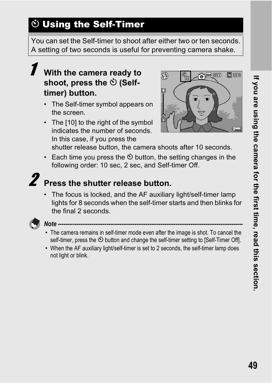 Tusing the self-timer | Ricoh R8 User Manual | Page 51 / 211