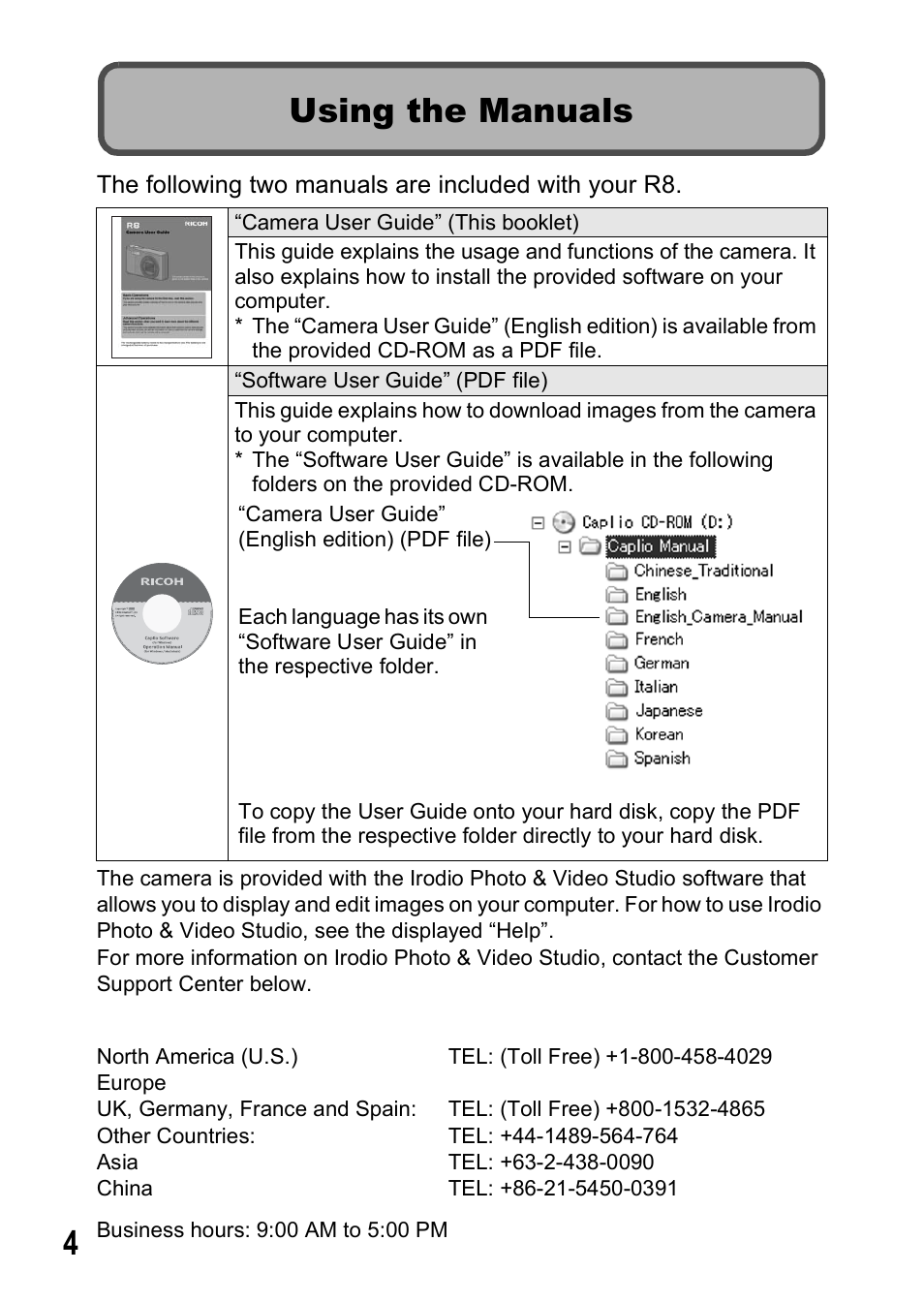 Using the manuals | Ricoh R8 User Manual | Page 6 / 211