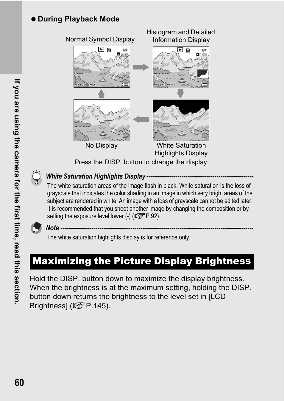 Maximizing the picture display brightness | Ricoh R8 User Manual | Page 62 / 211