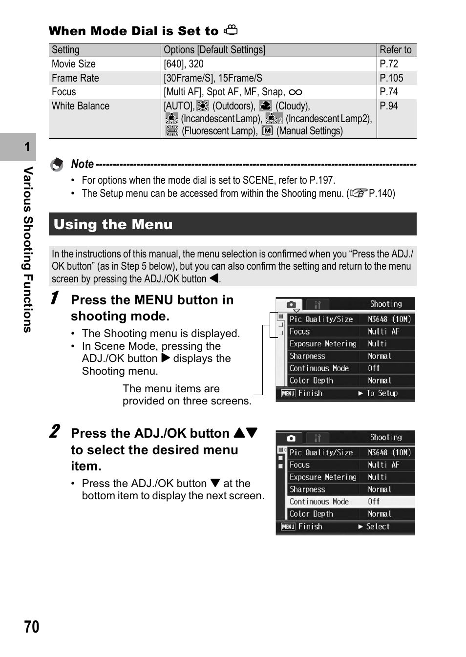 Using the menu | Ricoh R8 User Manual | Page 72 / 211