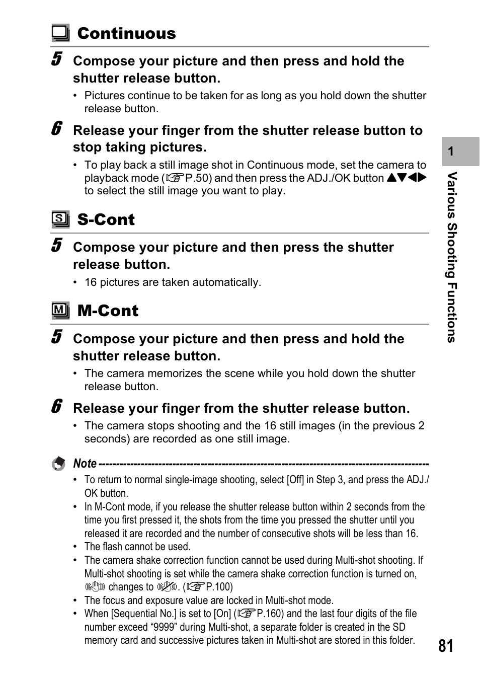 Continuous, S-cont, M-cont | Ricoh R8 User Manual | Page 83 / 211