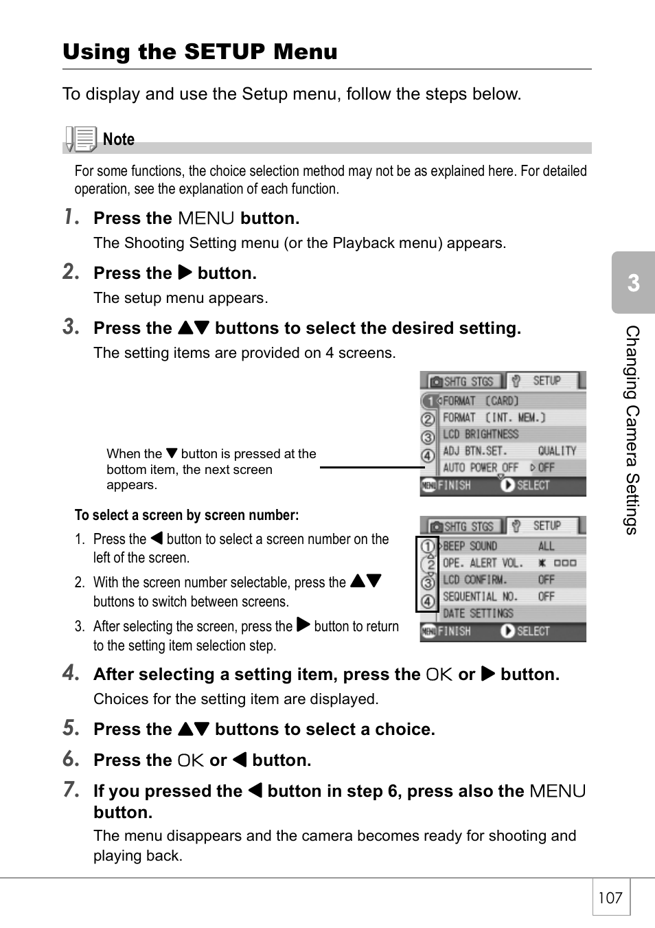 Using the setup menu | Ricoh Caplio R2 User Manual | Page 109 / 172