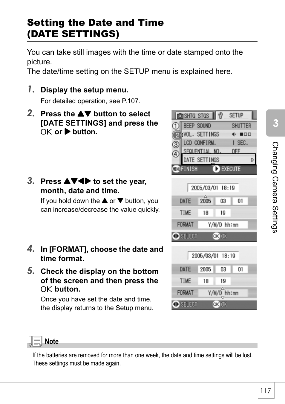 Setting the date and time (date settings) | Ricoh Caplio R2 User Manual | Page 119 / 172