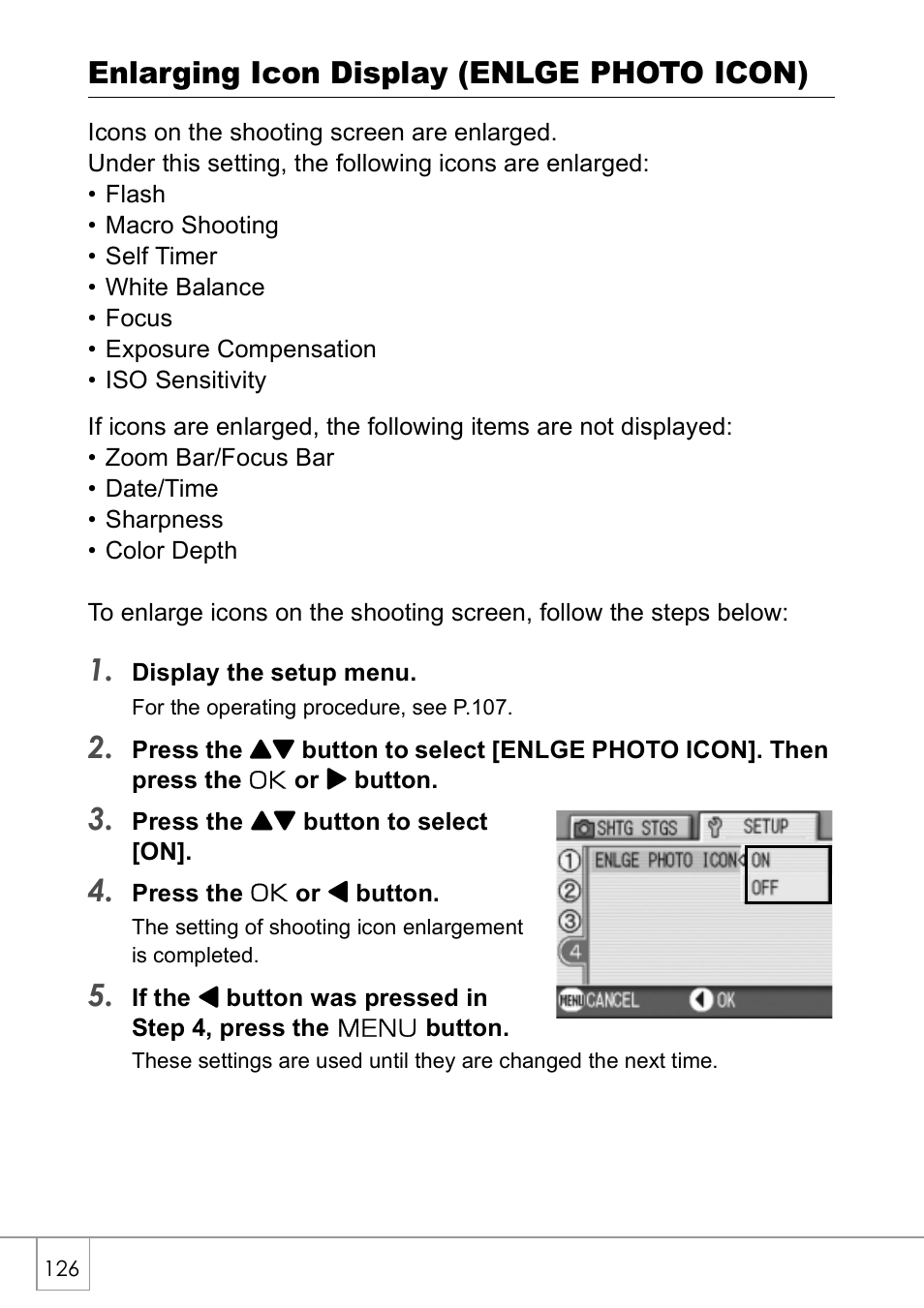 Enlarging icon display (enlge photo icon) | Ricoh Caplio R2 User Manual | Page 128 / 172