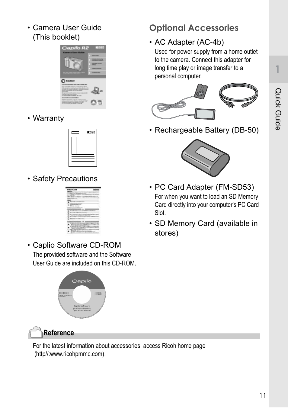 Optional accessories | Ricoh Caplio R2 User Manual | Page 13 / 172