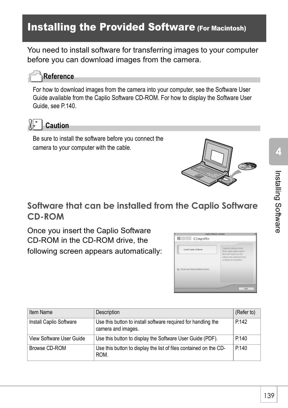 Installing the provided software | Ricoh Caplio R2 User Manual | Page 141 / 172