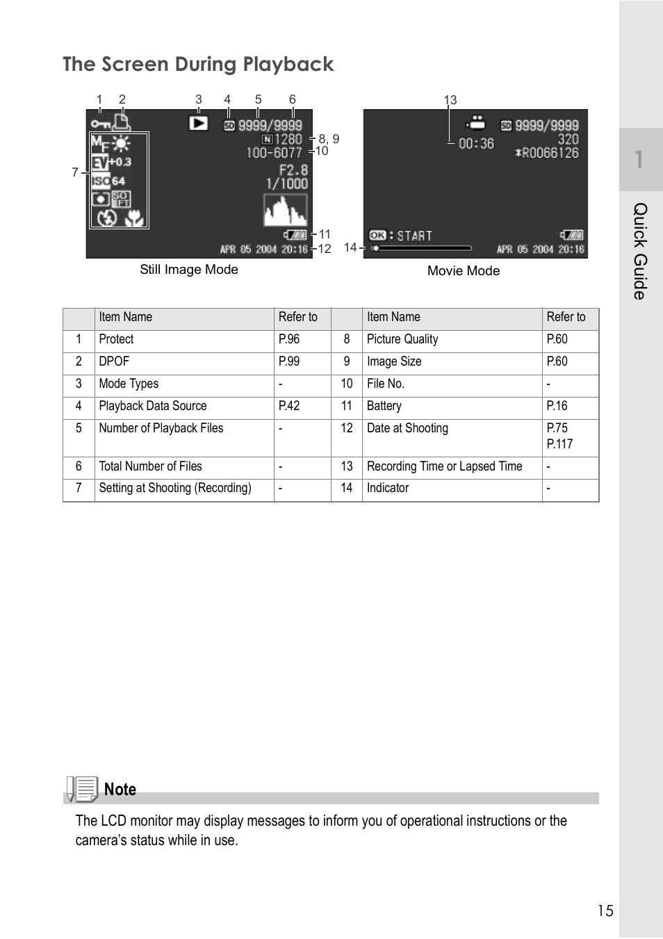 The screen during playback, Qu ick g u id e | Ricoh Caplio R2 User Manual | Page 17 / 172