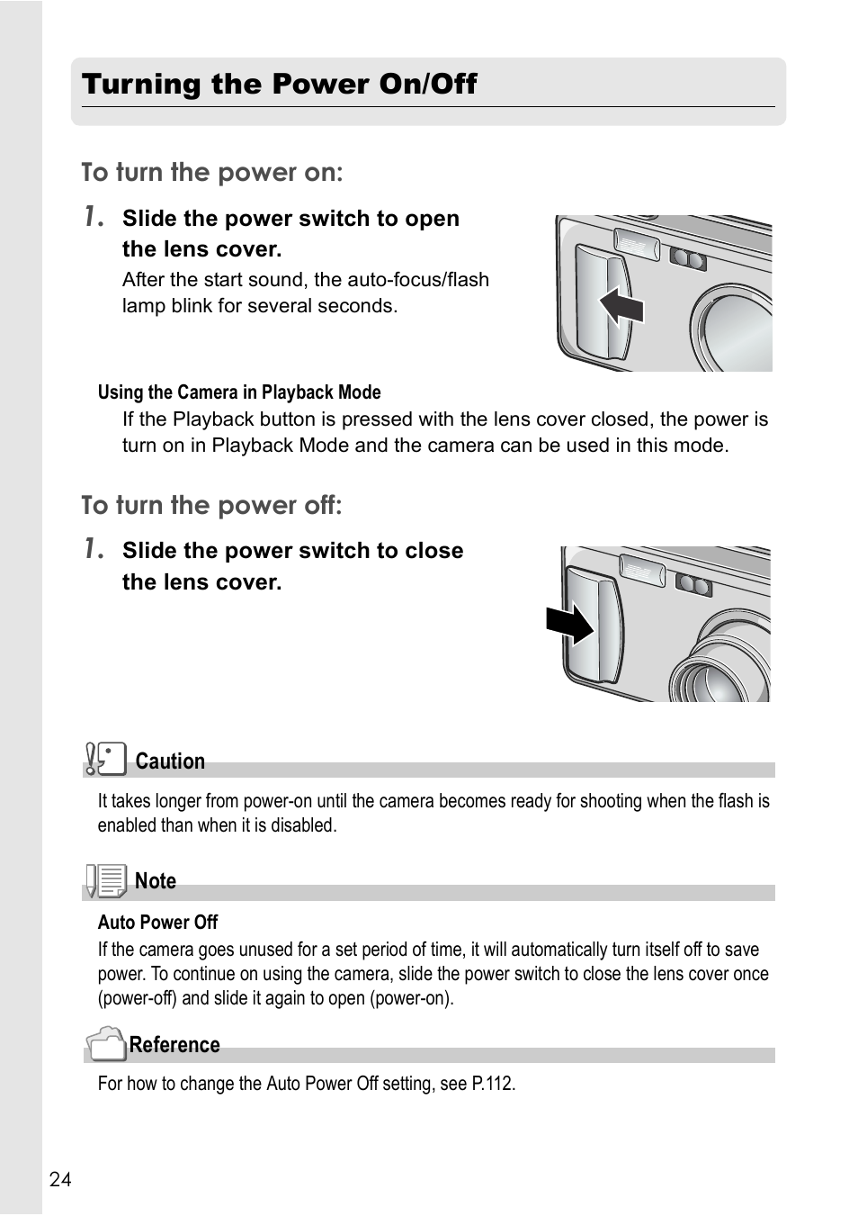 Turning the power on/off | Ricoh Caplio R2 User Manual | Page 26 / 172