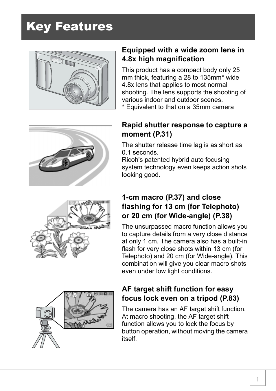 Key features | Ricoh Caplio R2 User Manual | Page 3 / 172