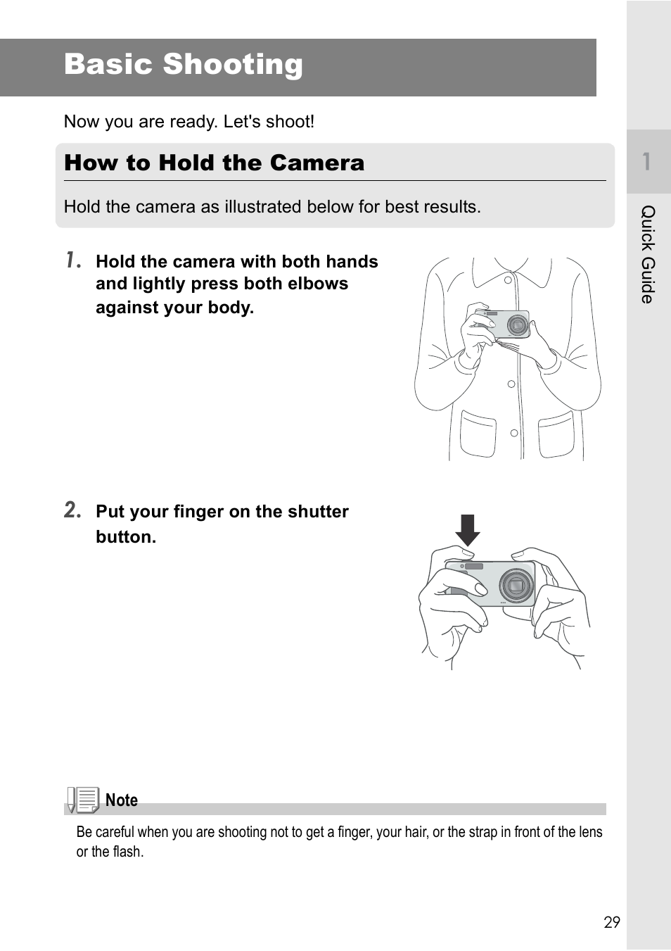 Basic shooting, How to hold the camera | Ricoh Caplio R2 User Manual | Page 31 / 172