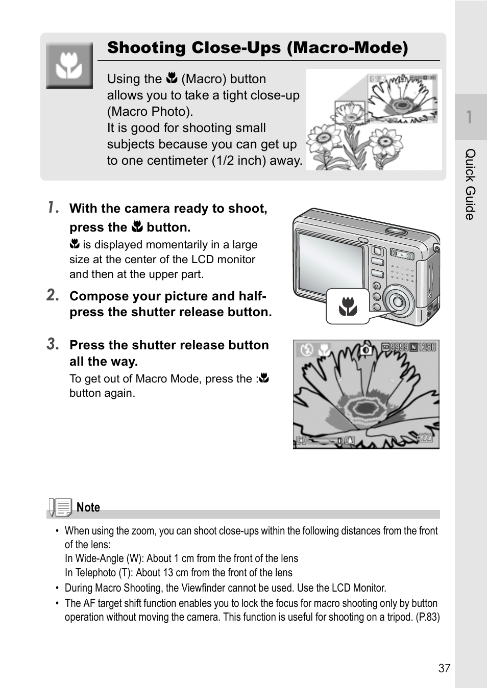 Shooting close-ups (macro-mode) | Ricoh Caplio R2 User Manual | Page 39 / 172