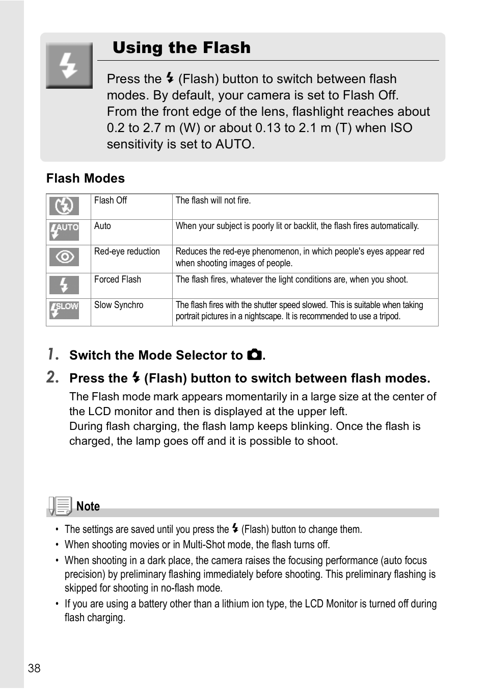 Using the flash | Ricoh Caplio R2 User Manual | Page 40 / 172