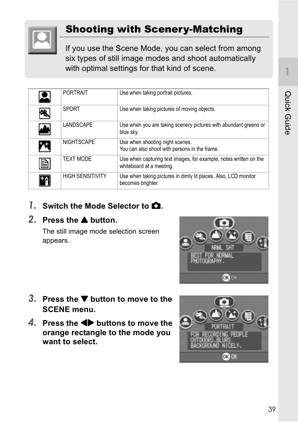 Shooting with scenery-matching | Ricoh Caplio R2 User Manual | Page 41 / 172