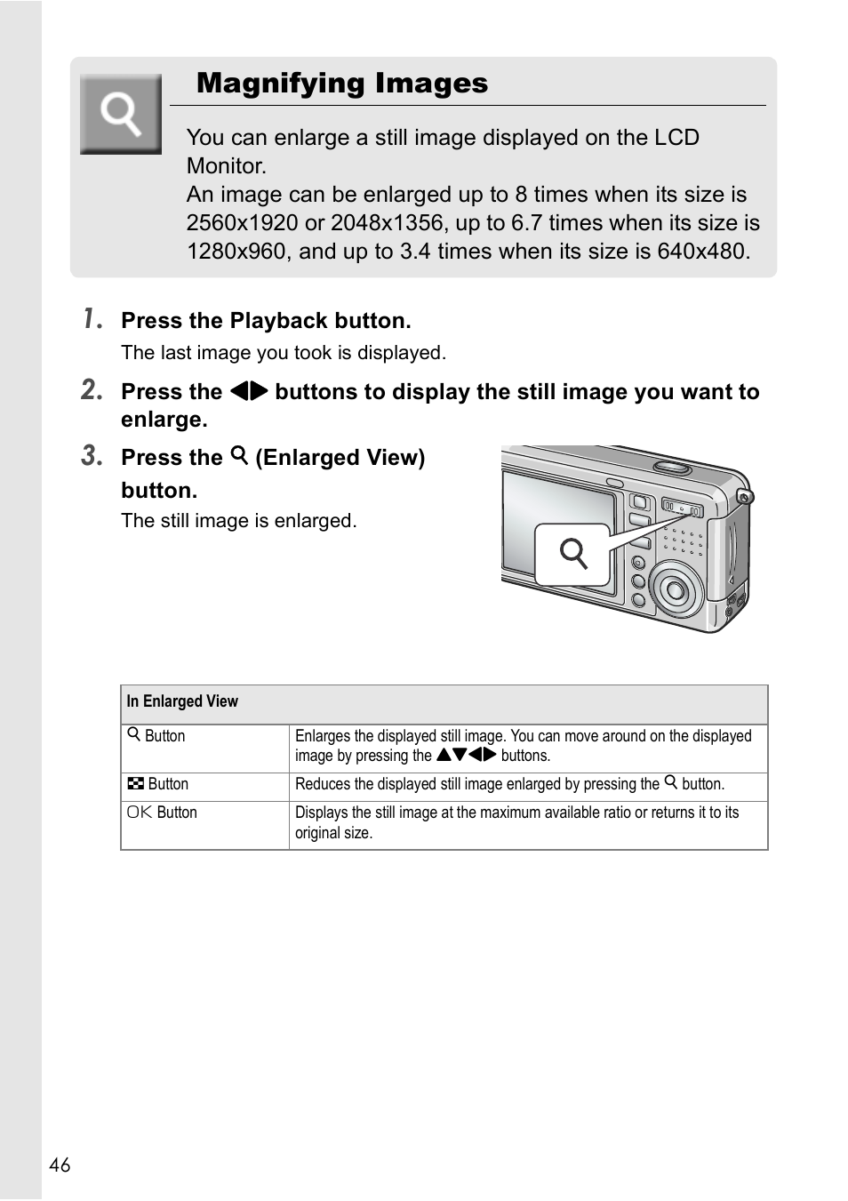 Magnifying images | Ricoh Caplio R2 User Manual | Page 48 / 172