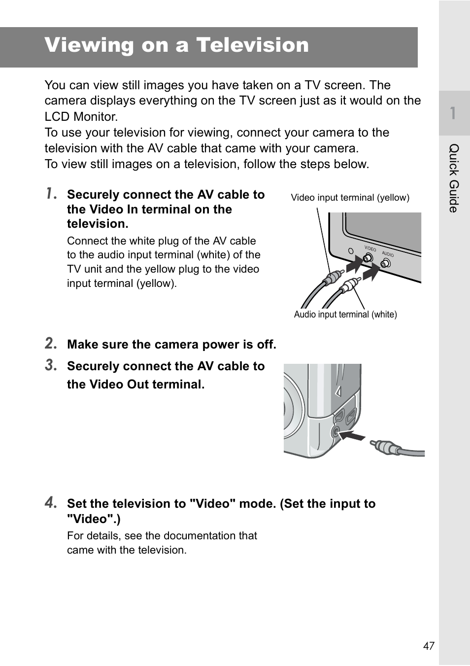 Viewing on a television | Ricoh Caplio R2 User Manual | Page 49 / 172