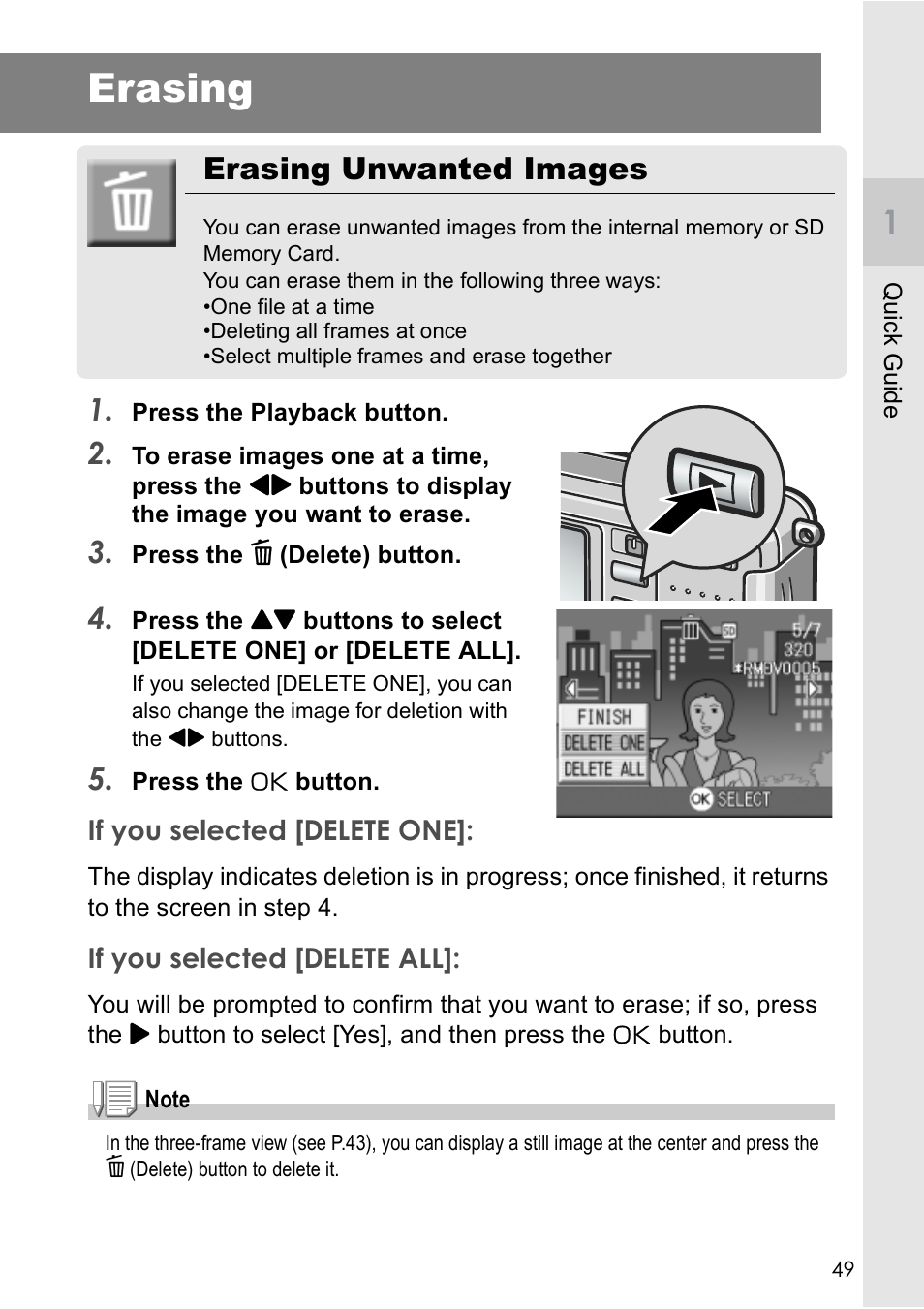 Erasing, Erasing unwanted images | Ricoh Caplio R2 User Manual | Page 51 / 172