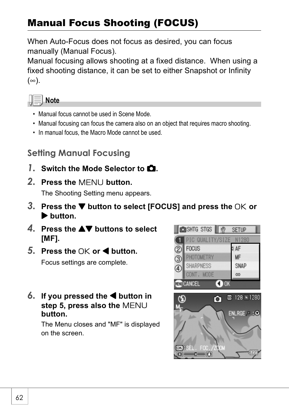 Manual focus shooting (focus) | Ricoh Caplio R2 User Manual | Page 64 / 172
