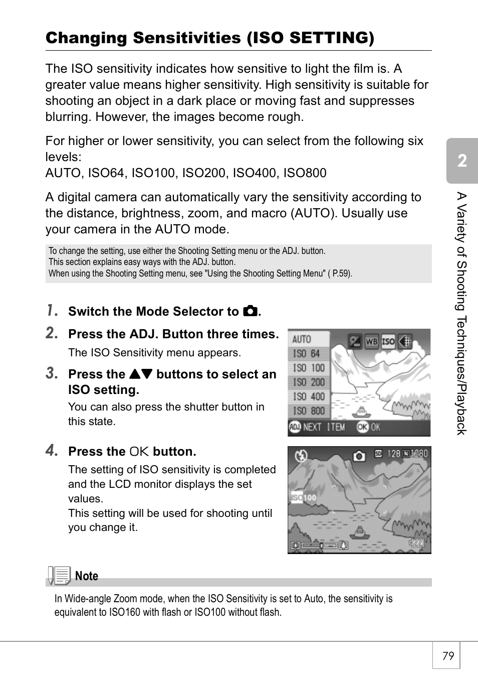 Changing sensitivities (iso setting) | Ricoh Caplio R2 User Manual | Page 81 / 172