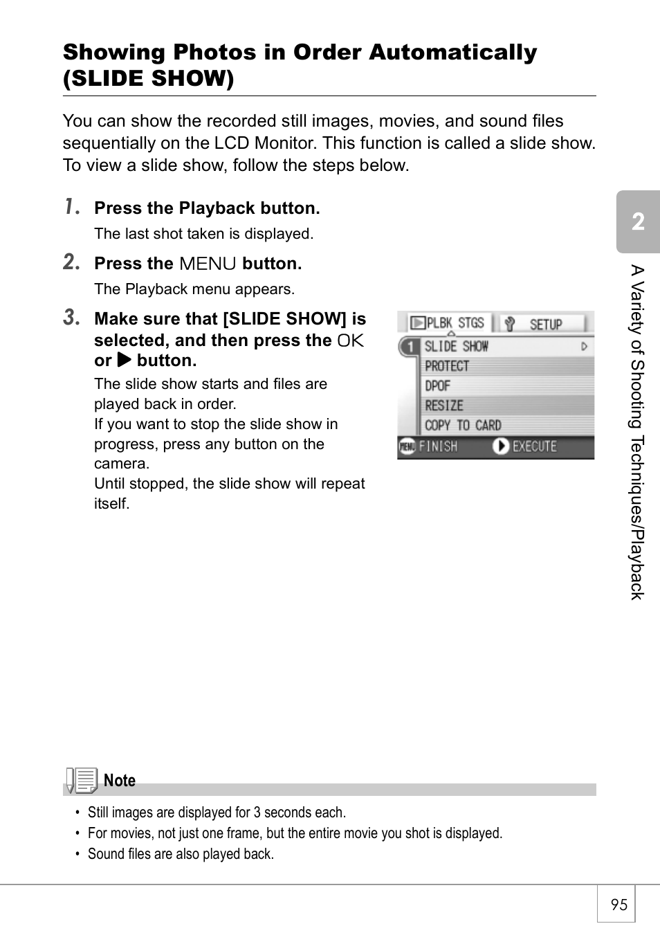 Showing photos in order automatically (slide show) | Ricoh Caplio R2 User Manual | Page 97 / 172
