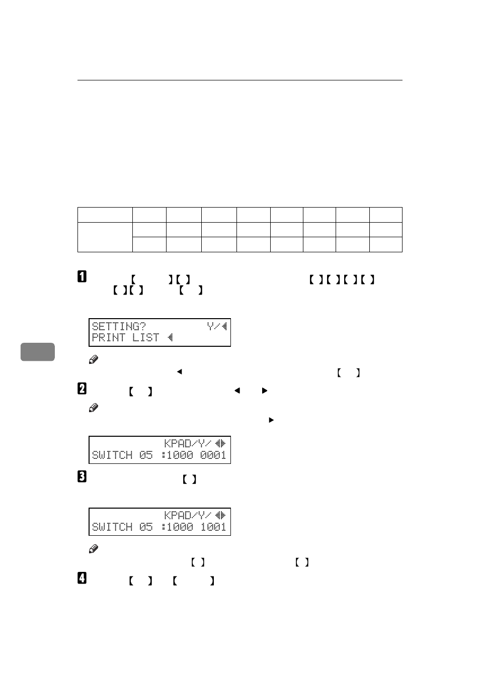 User parameters, 7user parameters, Setting? y/h print list h | Ricoh H545 User Manual | Page 148 / 194
