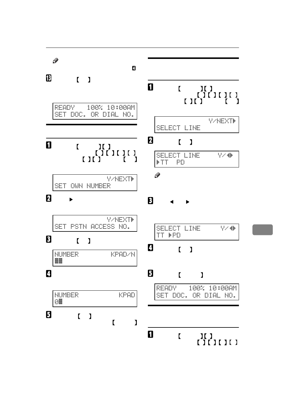 Setting the access number, Setting the phone line (function 62), Setting the date & time (function 91) | Ricoh H545 User Manual | Page 183 / 194