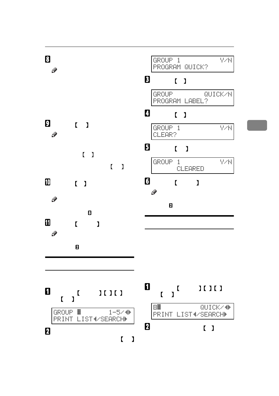 Erasing groups, Programming the group key, P.29 “programming the group key | Ricoh H545 User Manual | Page 45 / 194