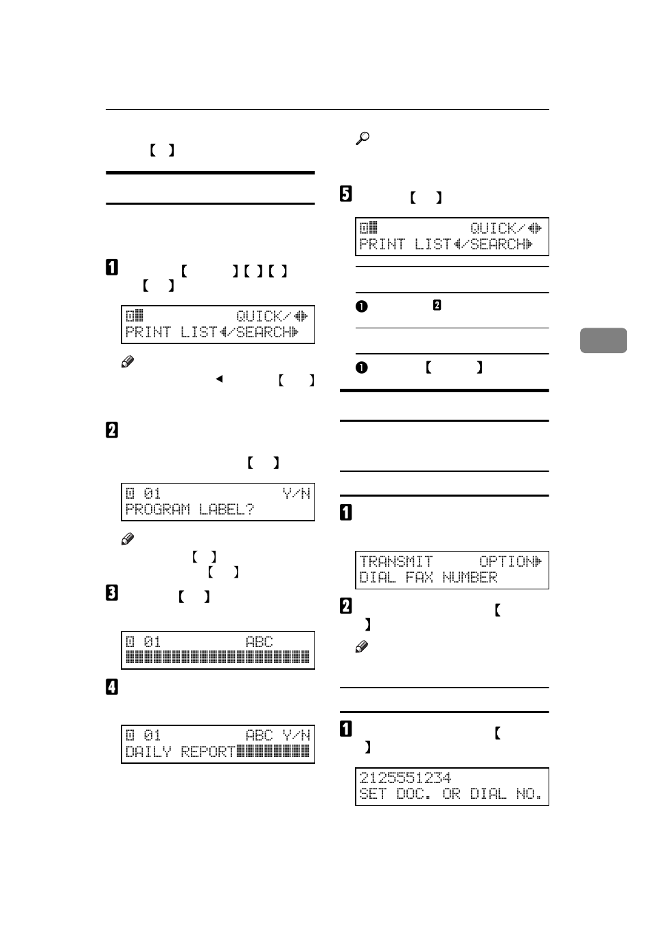 Labeling a program, Using a program, Transmission program | A place your document in the feeder, Graphic, B press the programmed, The program begins at once, A press the programmed | Ricoh H545 User Manual | Page 61 / 194