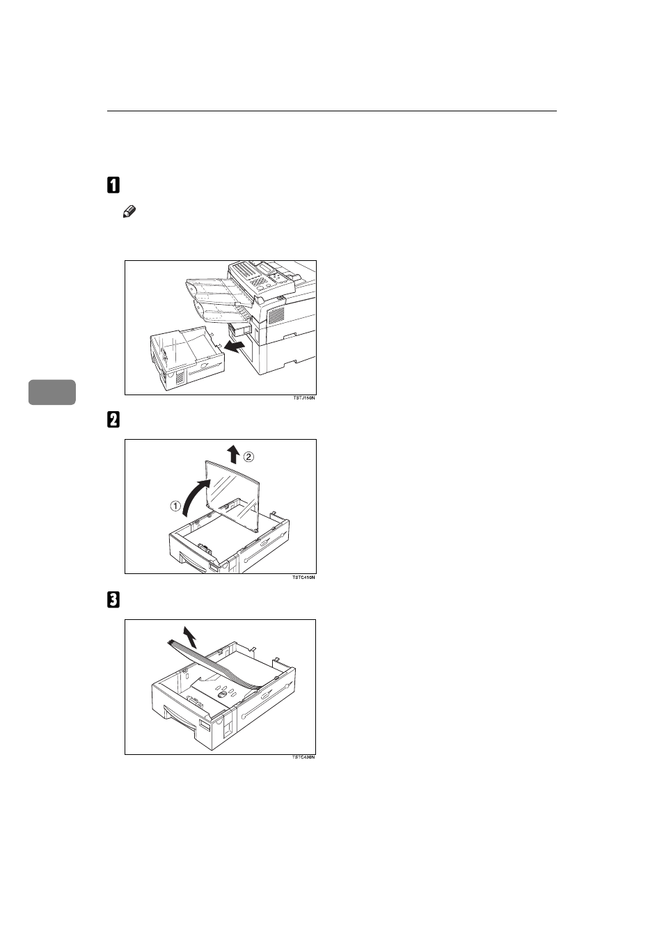 Loading paper in the lower cassette, 5loading paper in the lower cassette | Ricoh H545 User Manual | Page 98 / 194