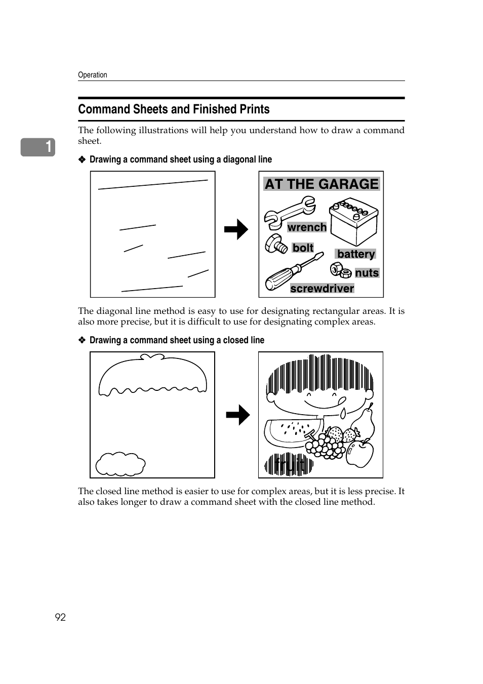 Command sheets and finished prints, Fruit | Ricoh JP8000 User Manual | Page 112 / 464