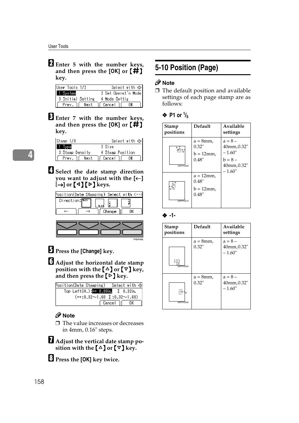 P.158 “5-10 po, 10 position (page) | Ricoh JP8000 User Manual | Page 178 / 464