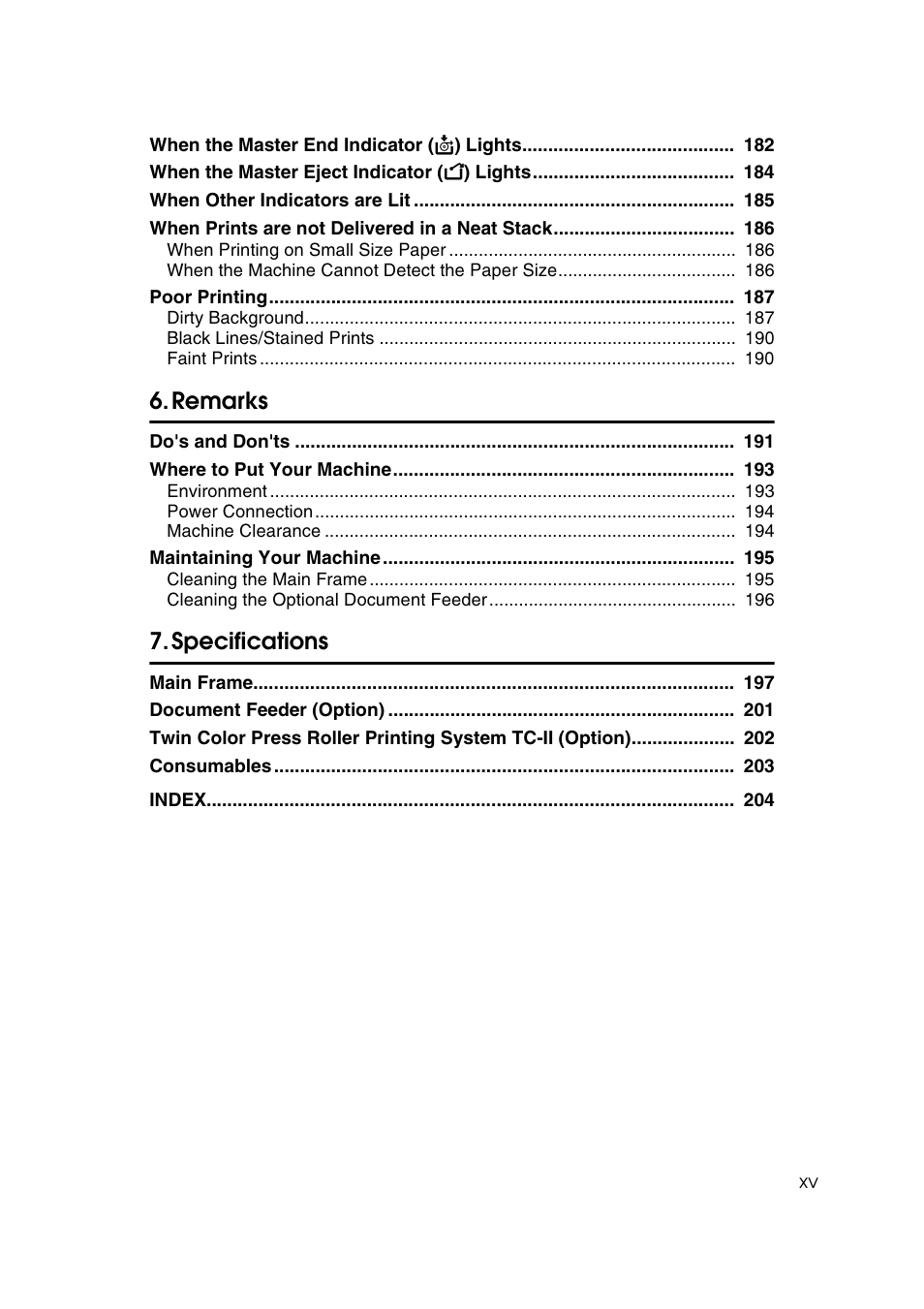 Remarks, Specifications | Ricoh JP8000 User Manual | Page 19 / 464