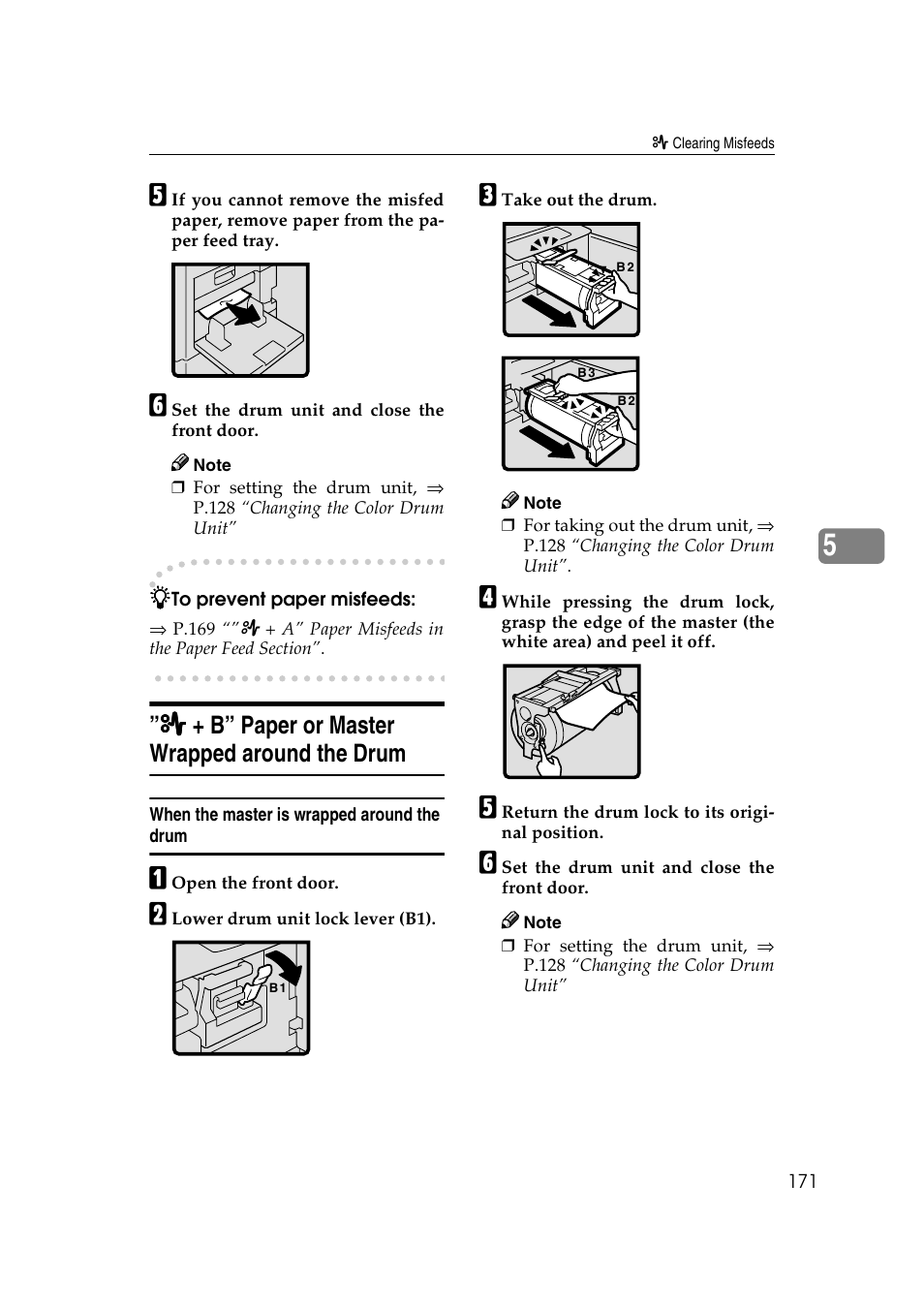 B” paper or master wrapped around the drum | Ricoh JP8000 User Manual | Page 191 / 464