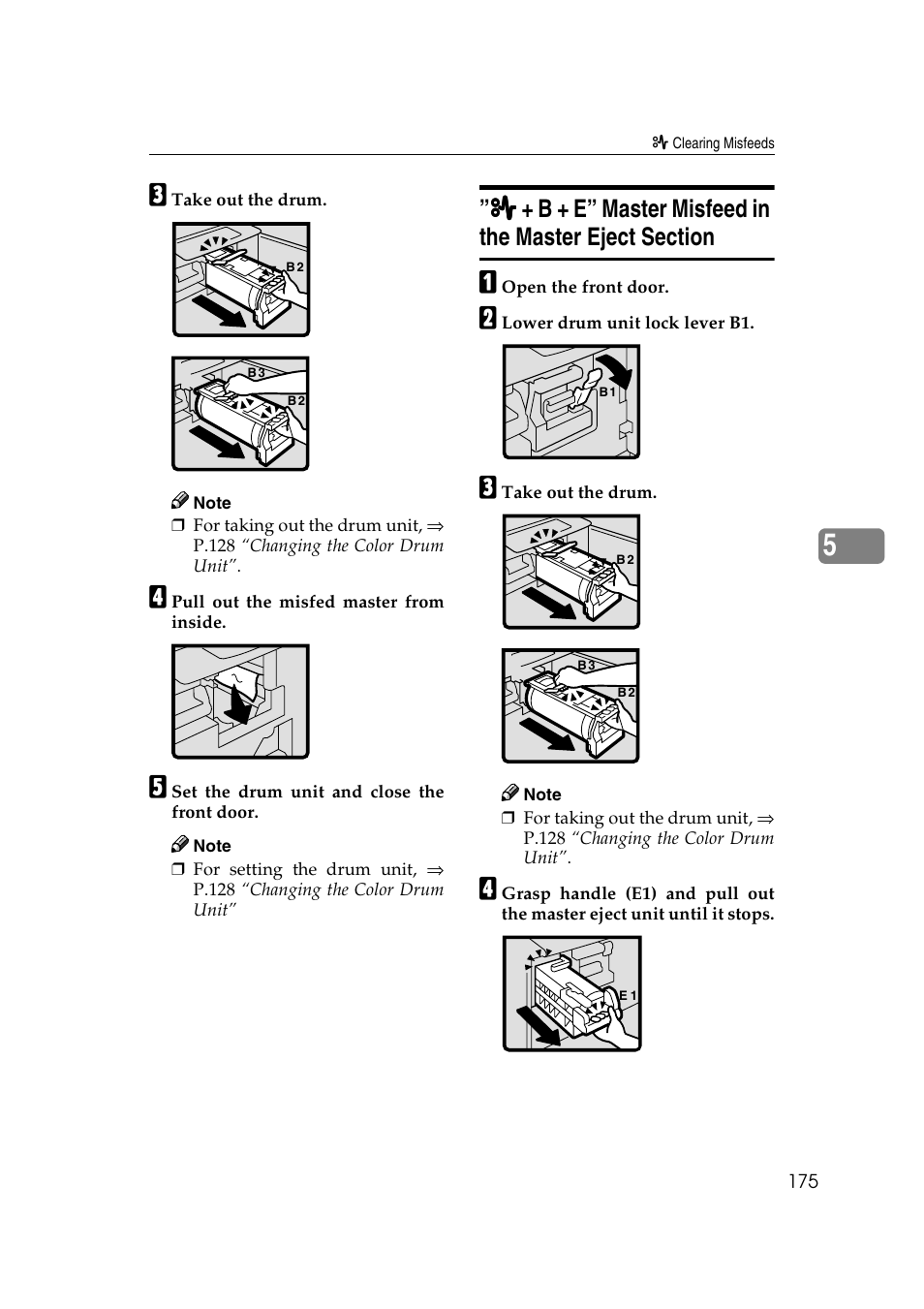 B + e” master misfeed in the master eject section | Ricoh JP8000 User Manual | Page 195 / 464