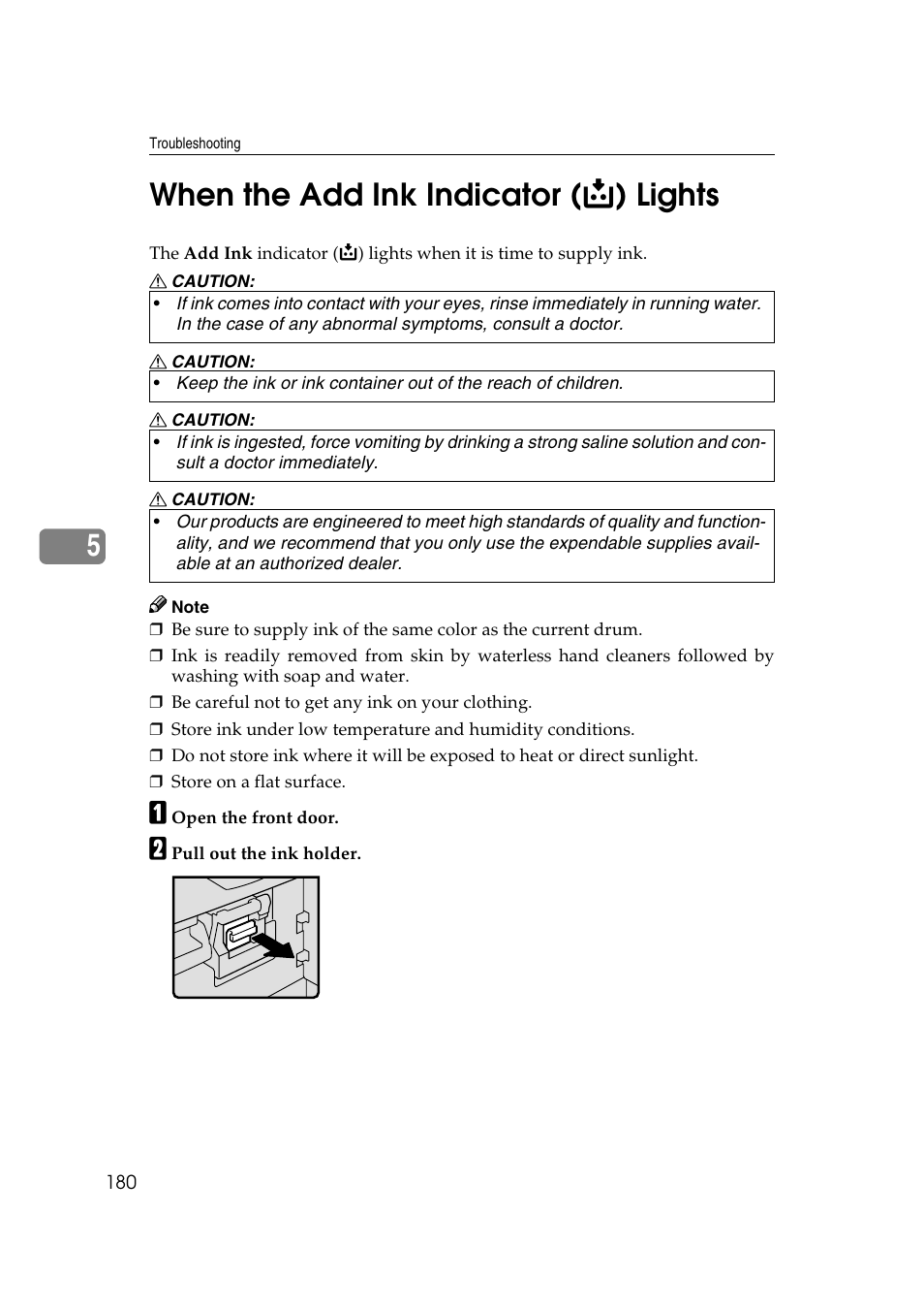 When the add ink indicator lights, When the, 5when the add ink indicator ( j ) lights | Ricoh JP8000 User Manual | Page 200 / 464