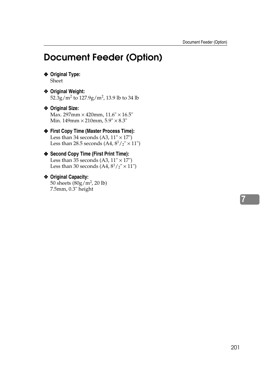 Document feeder (option), 7document feeder (option) | Ricoh JP8000 User Manual | Page 221 / 464