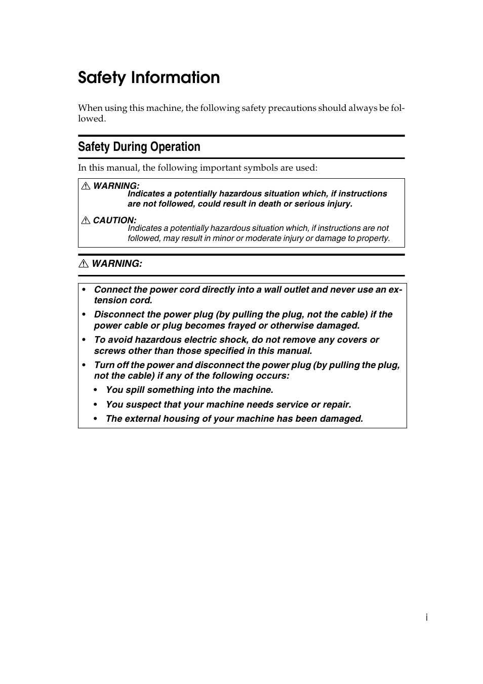 Safety information, Safety during operation | Ricoh JP8000 User Manual | Page 233 / 464