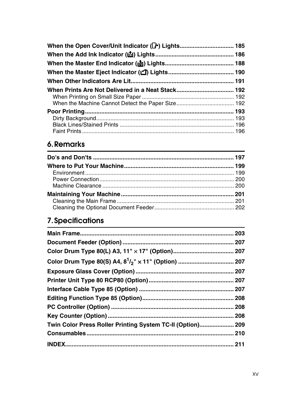 Remarks, Specifications | Ricoh JP8000 User Manual | Page 247 / 464
