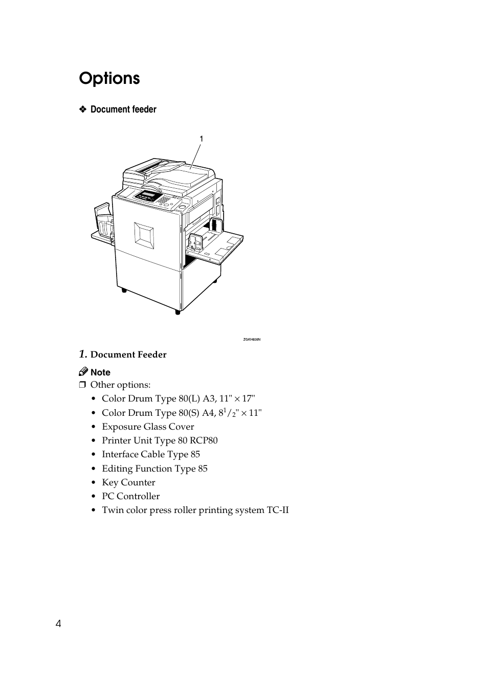 Options | Ricoh JP8000 User Manual | Page 252 / 464