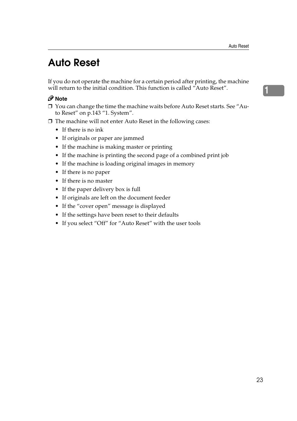 Auto reset, 1auto reset | Ricoh JP8000 User Manual | Page 271 / 464