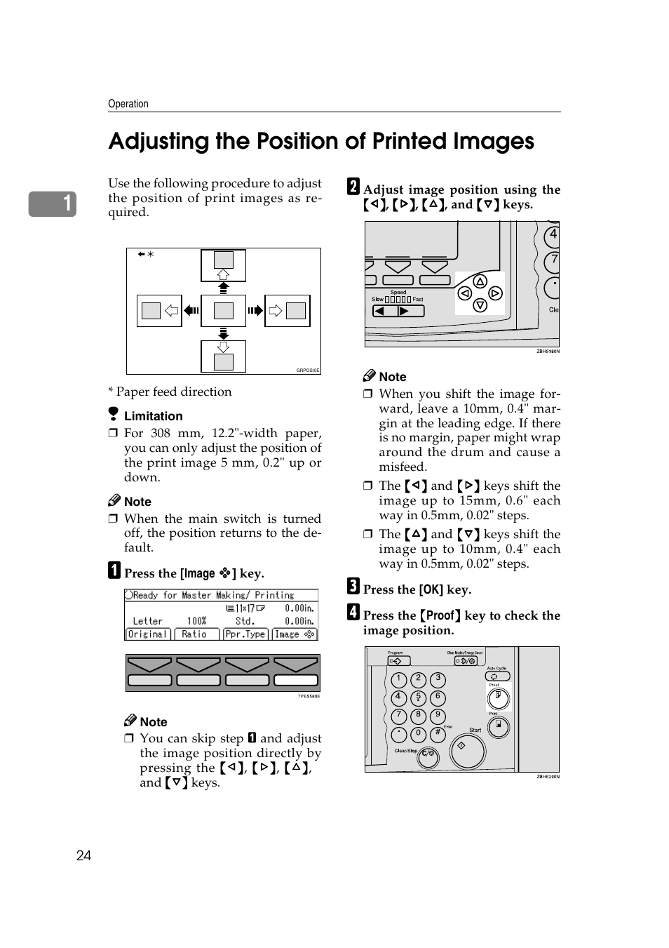 Adjusting the position of printed images, Optional functions, 1adjusting the position of printed images | Ricoh JP8000 User Manual | Page 272 / 464