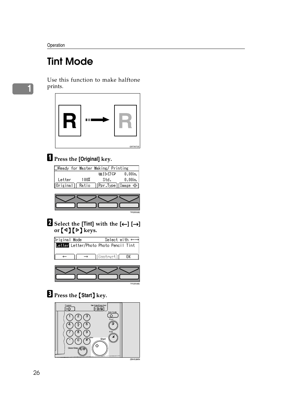 Tint mode, Class mode, Optional document feeder | N above them on, Ange the setting so that t, Printing function. see “setting q, 1tint mode | Ricoh JP8000 User Manual | Page 274 / 464