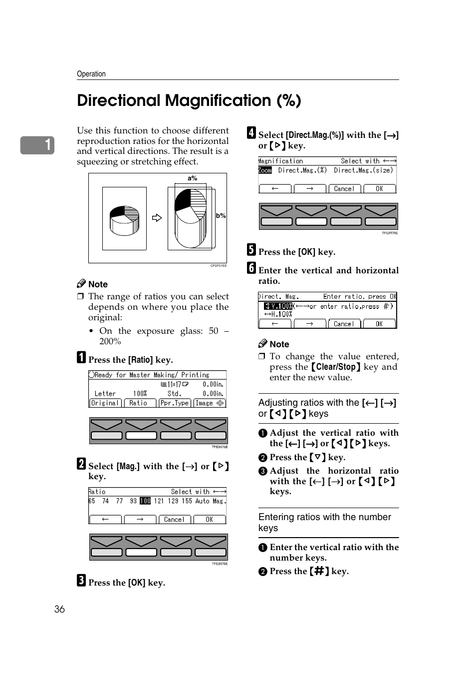 Directional magnification (%), Combination chart, 1directional magnification (%) | Ricoh JP8000 User Manual | Page 284 / 464